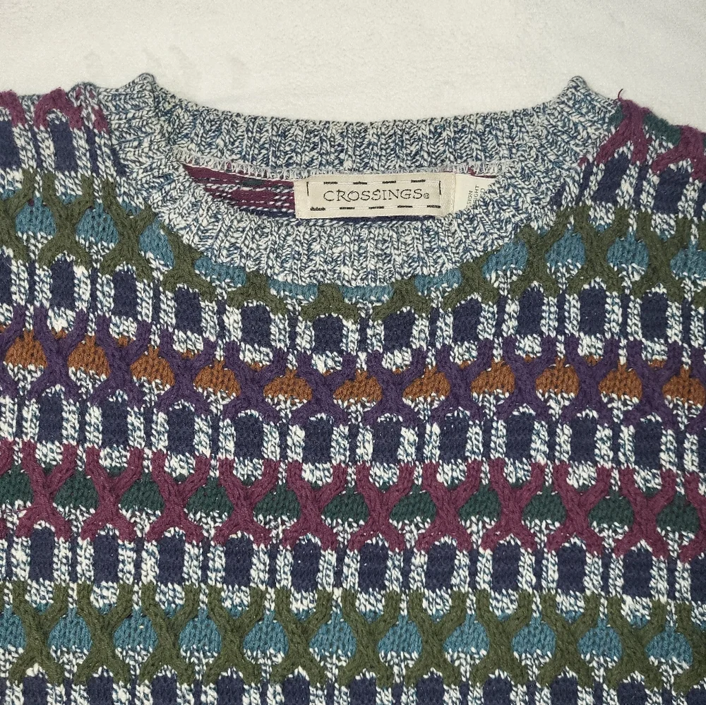 Crossings 90s Vintage Grandpa Sweater Mens Size‎ Large Chunky Texture
